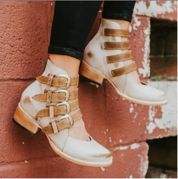 Dixie™ | Vintage Leather Heels with Buckle