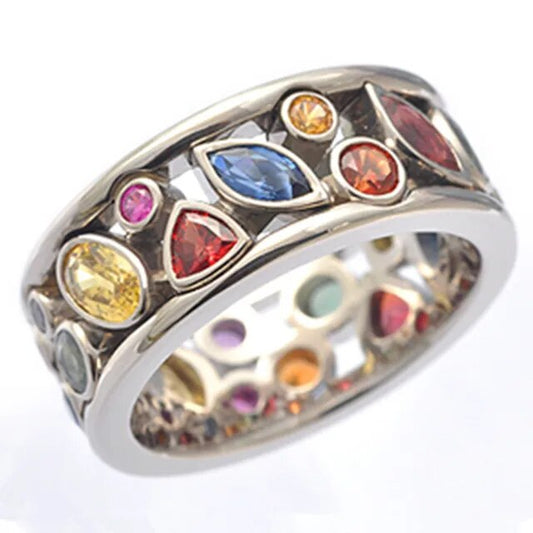 Vintage Silver Ring with Colored Zirconium