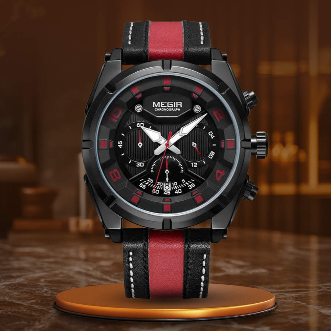 Luxury Leather Military Sport Chronograph Watch