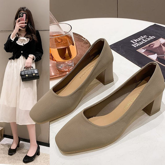 Women's comfortable block heel pumps W&W