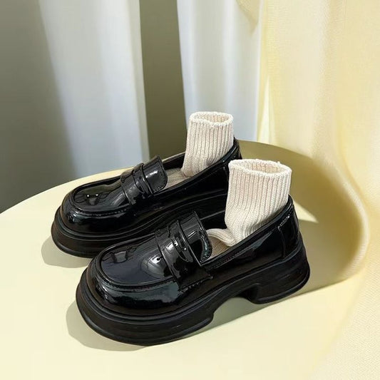 Women's Chunky Moccasins with Integrated Sock Design and Shiny Upper W&W