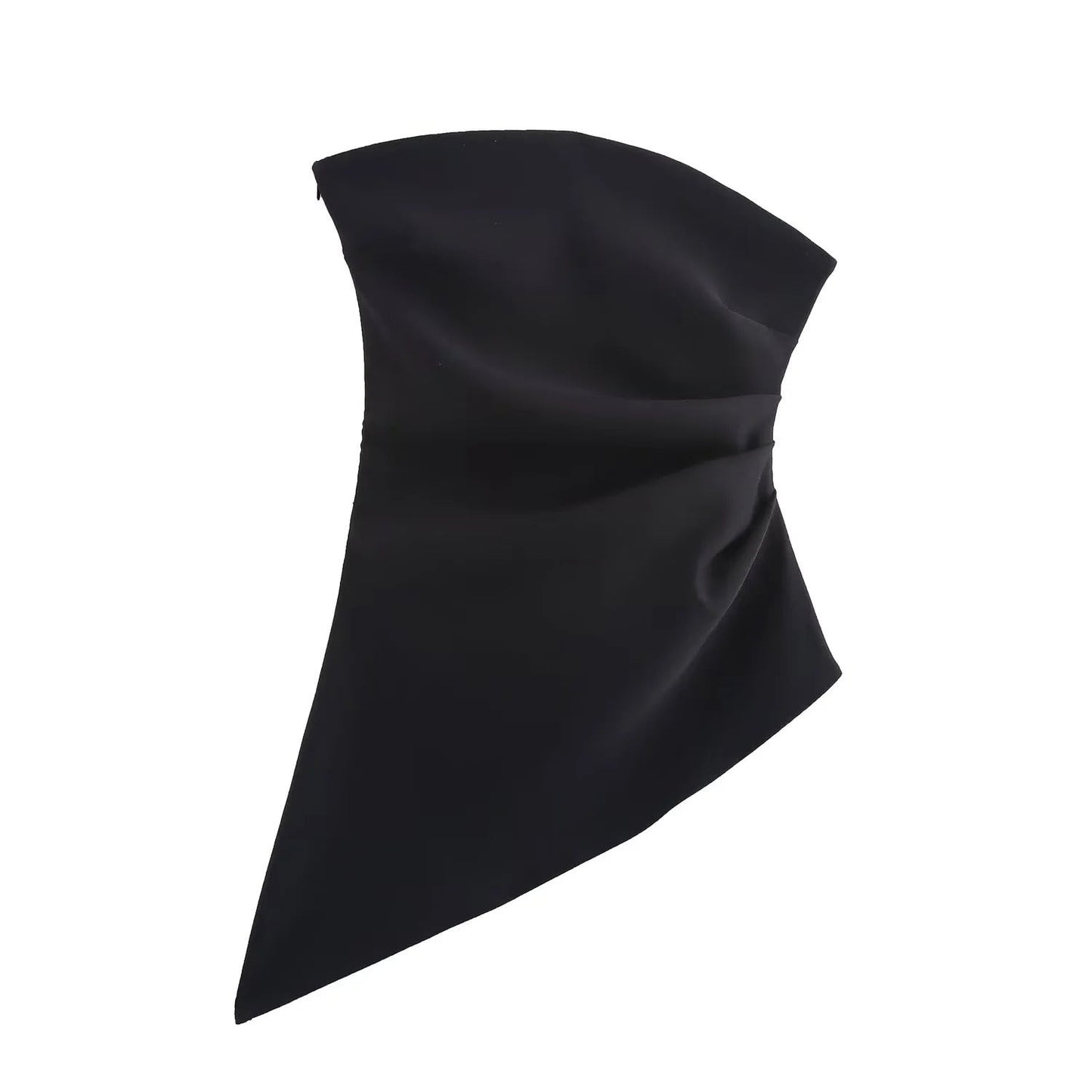 Women's asymmetric top in silky fabric with draping W&W
