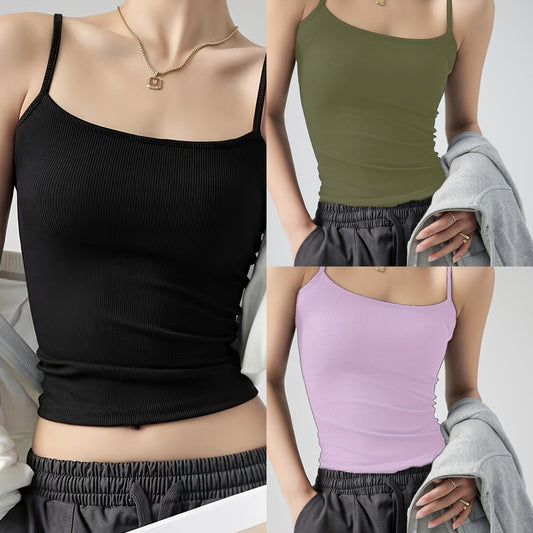 Women's sleeveless ribbed shirt with fashionable cut WW