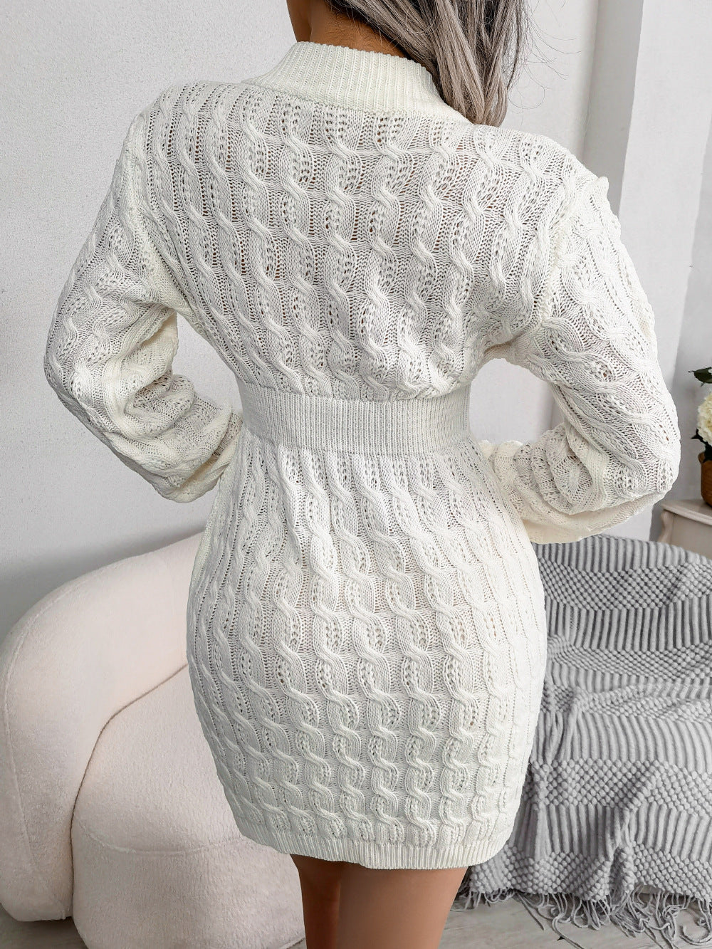 WW | Women's Long-Sleeved Twisted Knit Sweater Dress