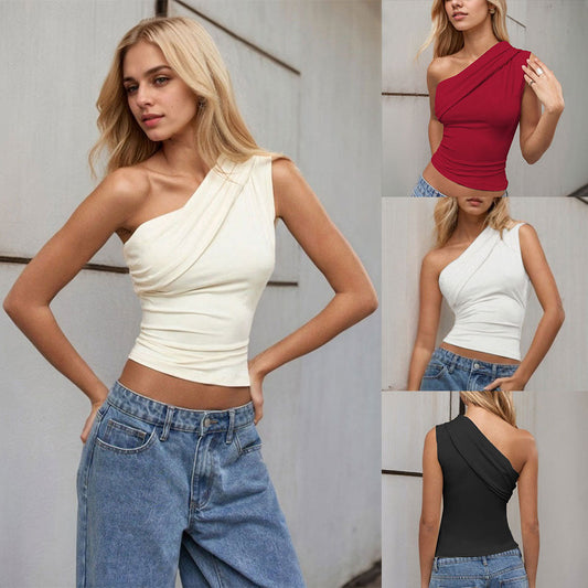 Women's asymmetric wrap top with elegant design W&W