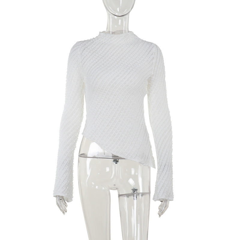 Women's asymmetric long-sleeved top with structured design W&W