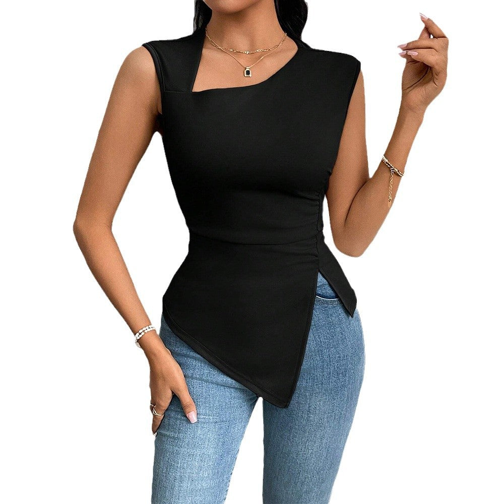 Women's asymmetric long-sleeved top with modern wrap design W&W