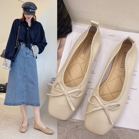 Women's ballerinas with elegant bow detail and high-quality leather W&W