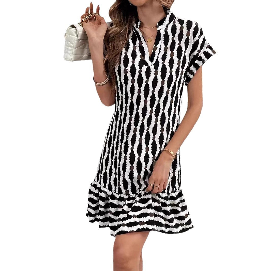 WW | 3D Digital Print Cardigan Short Sleeve Dress