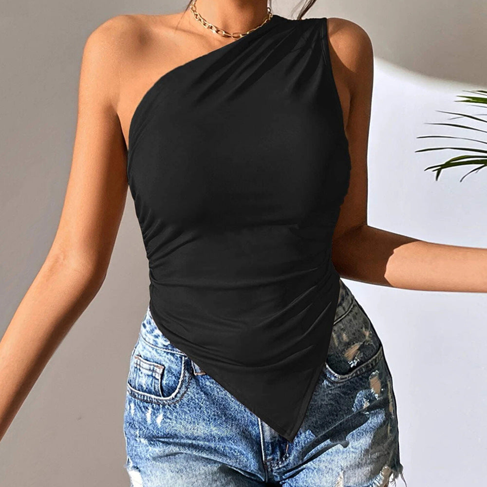 Women's asymmetric top with elegant wrap design W&W