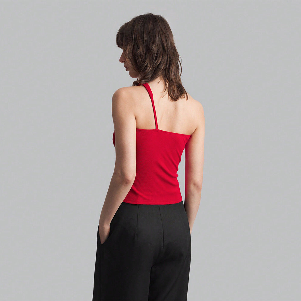 Women's asymmetric top with cut-outs and figure-hugging fit W&W