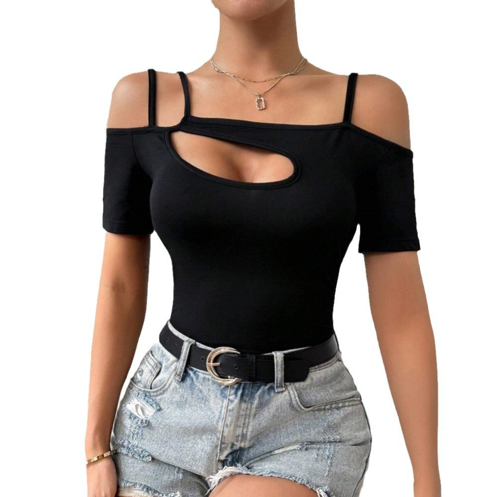 Women's asymmetric top with creative cut-outs W&W