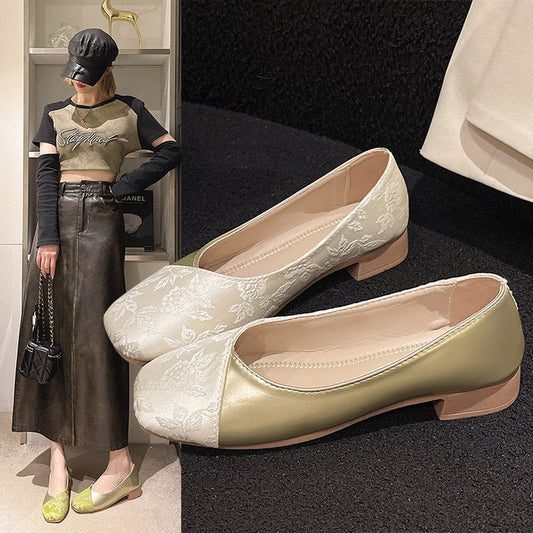 Women's ballerinas with an elegant mix of leather and fabric W&W