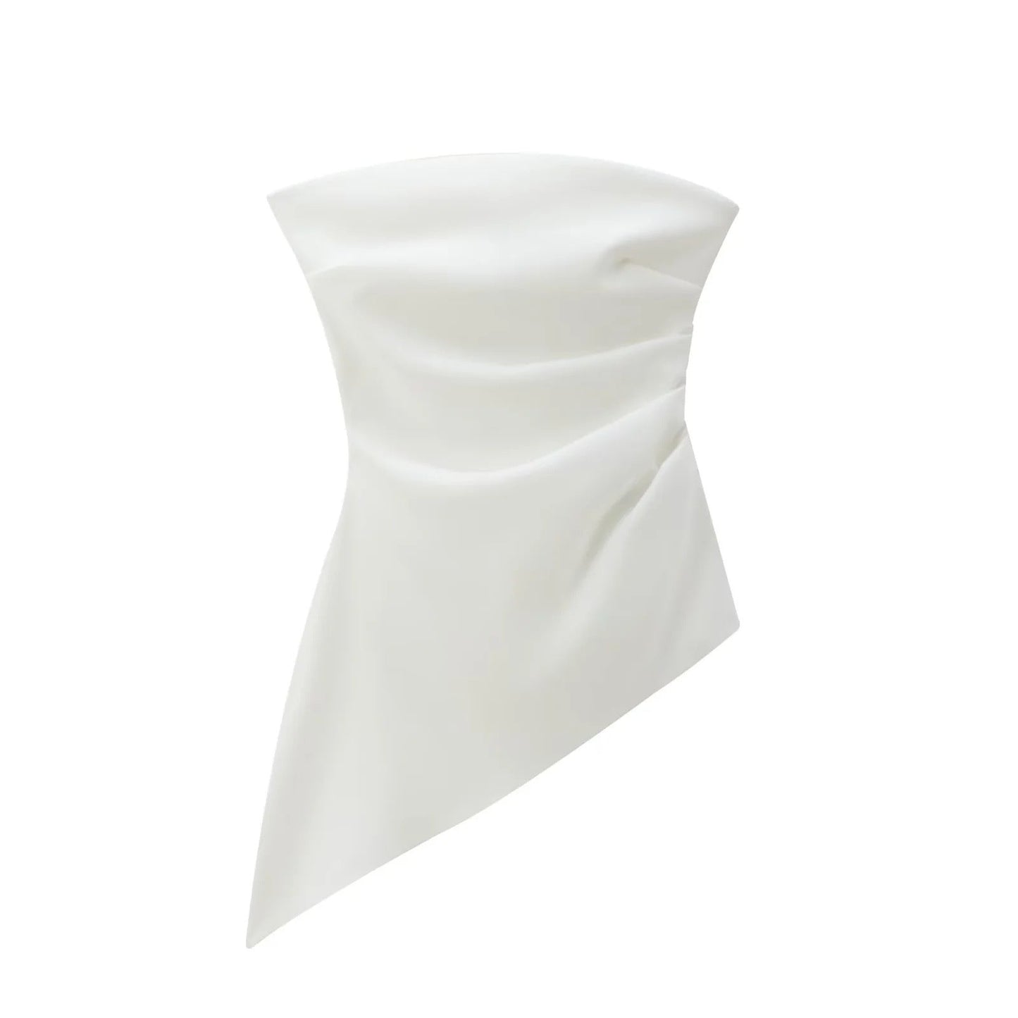 Women's asymmetric top in silky fabric with draping W&W