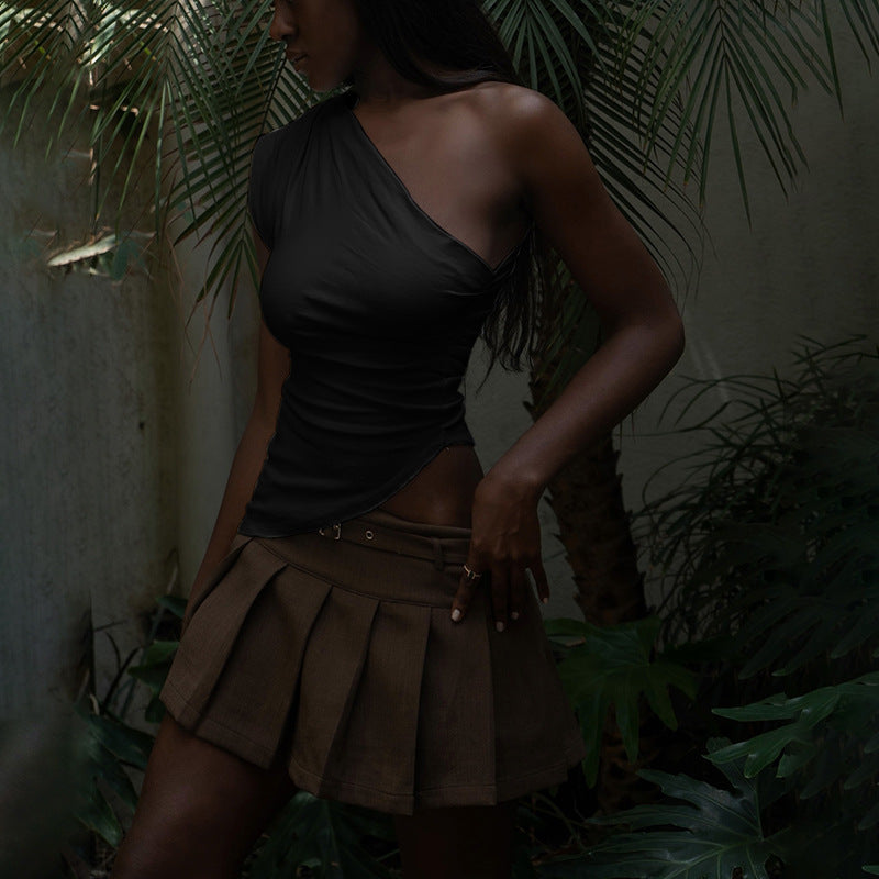 Women's asymmetric top with elegant wrap design W&W