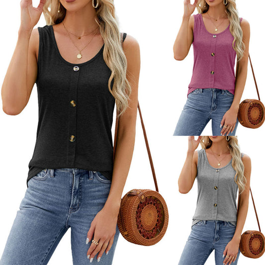 Women's sleeveless button top with a modern cut and comfortable fit WW