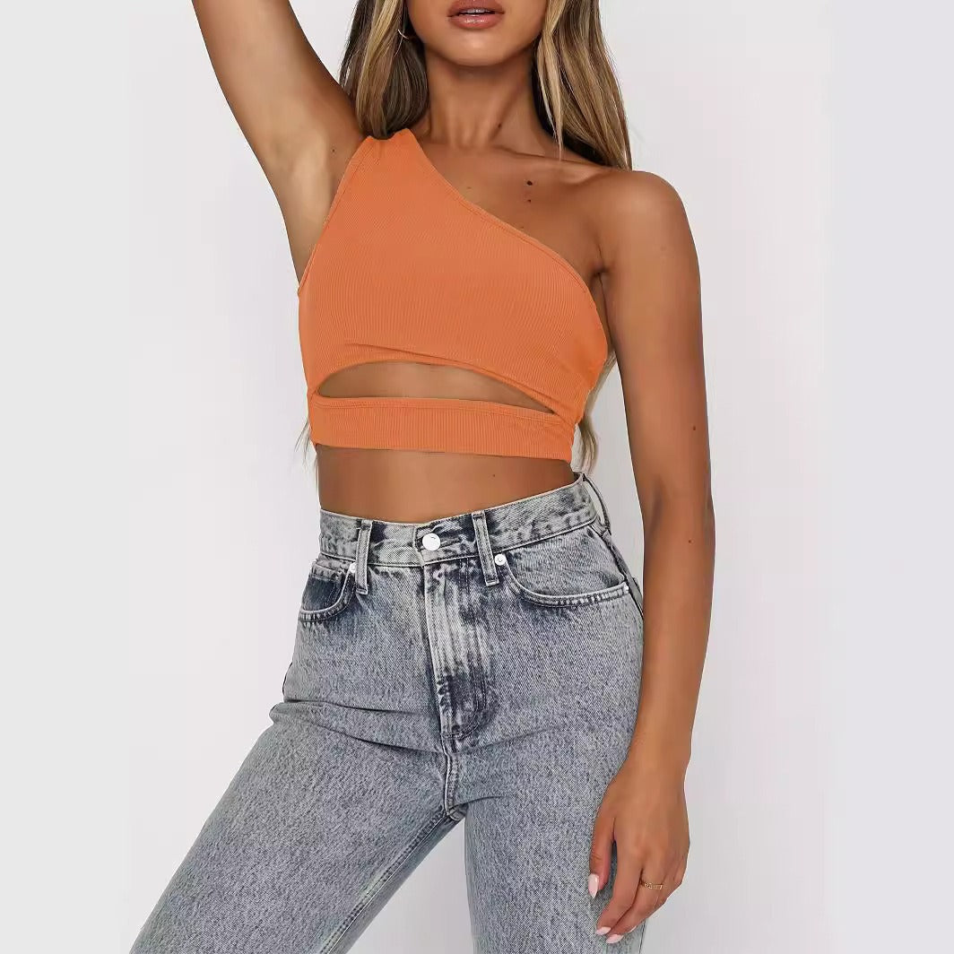 Women's asymmetrical crop top with cut-out design WW
