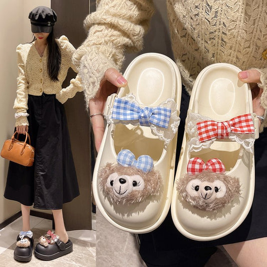 Women's comfortable clogs with cute animal motif and adjustable strap W&W