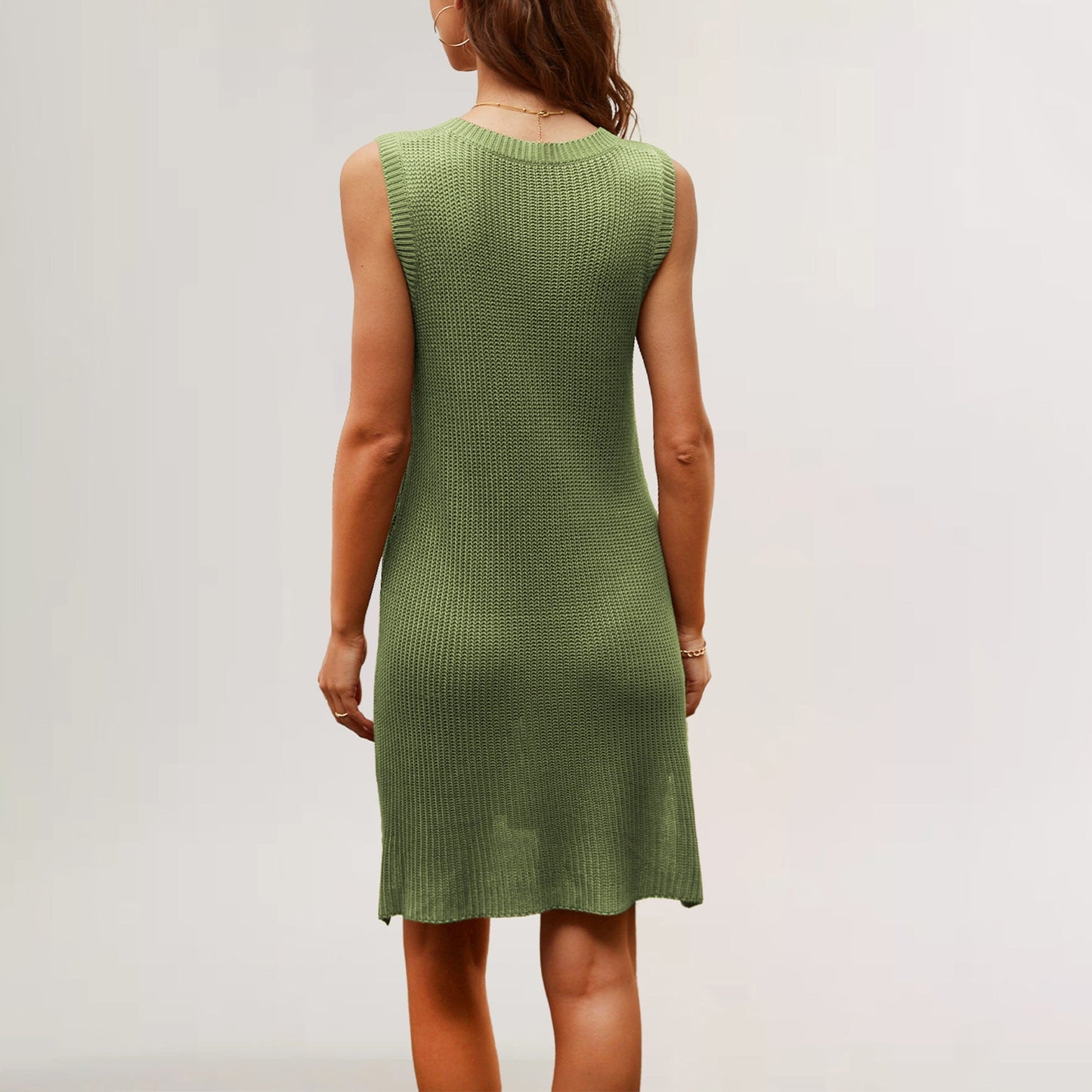 WW | Spring Summer V-Neck Sweater Casual Knit Dress