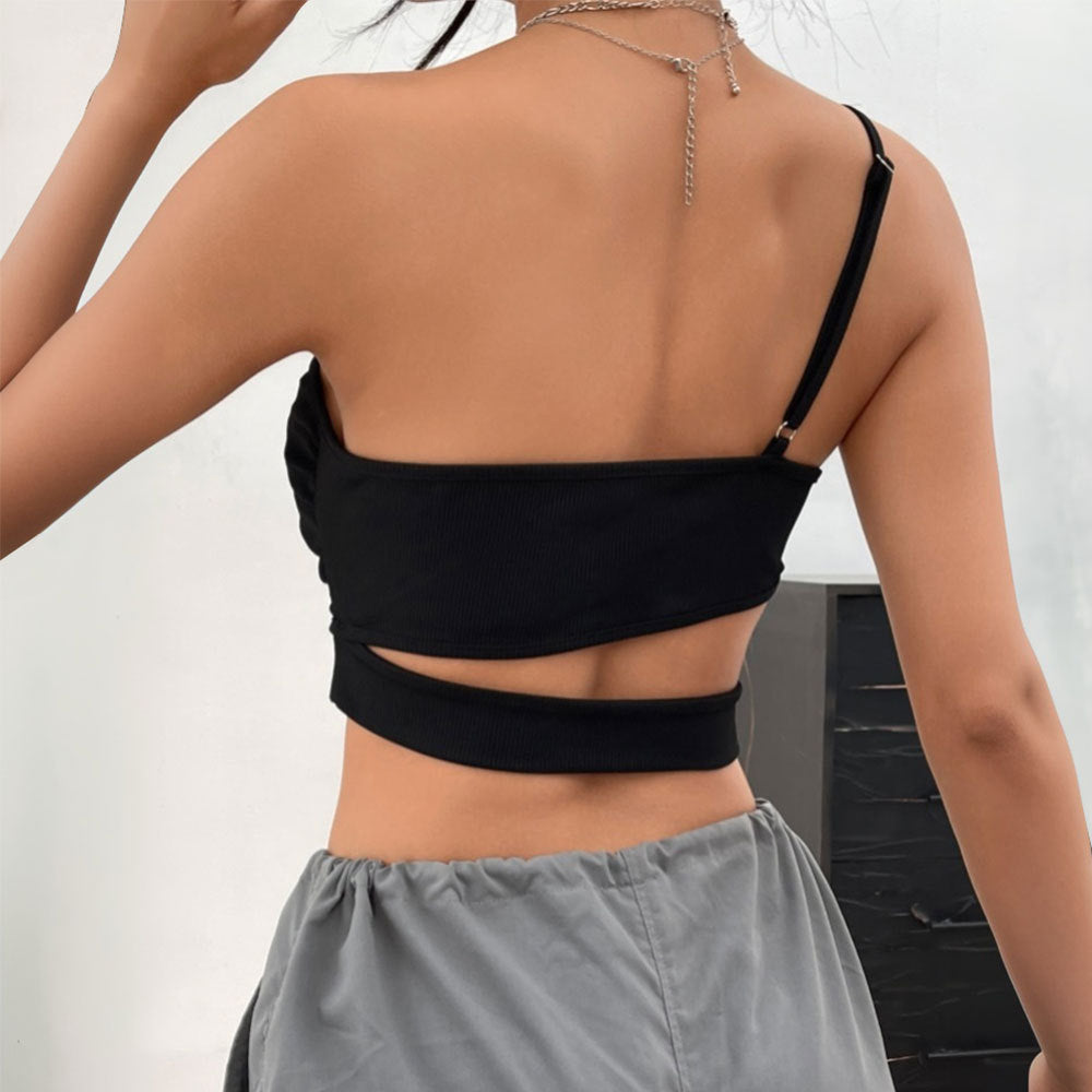 Women's asymmetrical crop top with elegant wrap design W&W