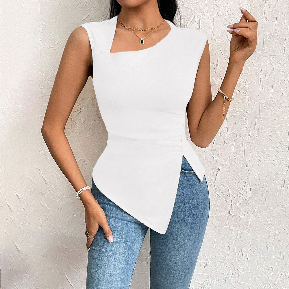Women's asymmetric long-sleeved top with modern wrap design W&W