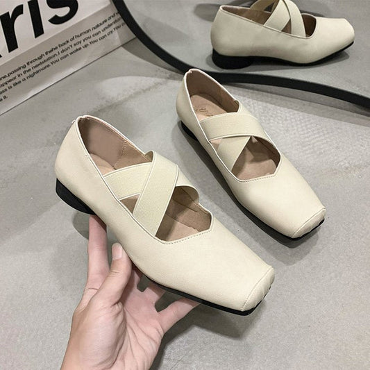 Women's ballerina flats with elastic cross-band design W&W