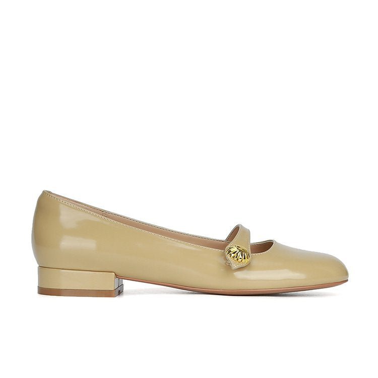 Women's ballerinas with decorative buckle and comfortable block heel W&W