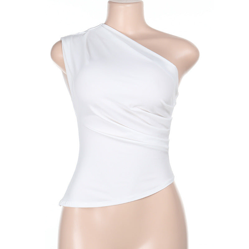 Women's asymmetric top with elegant wrap design W&W