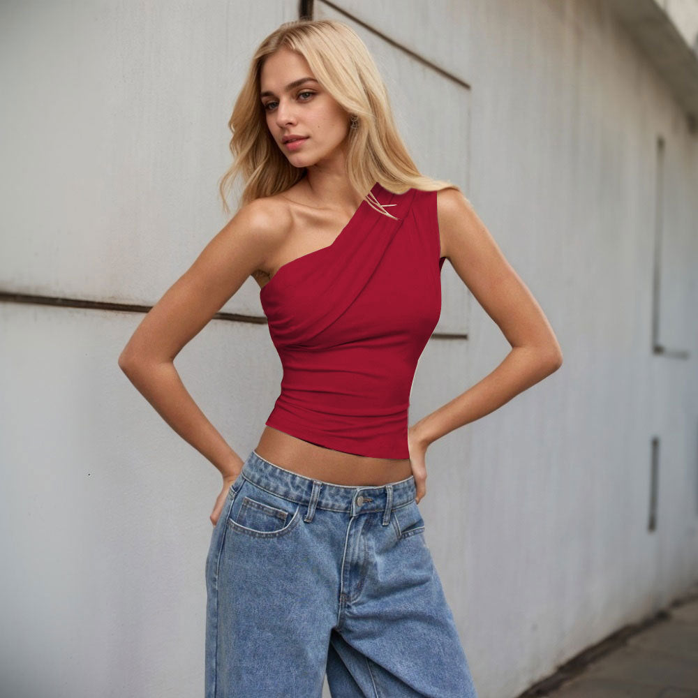 Women's asymmetric wrap top with elegant design W&W