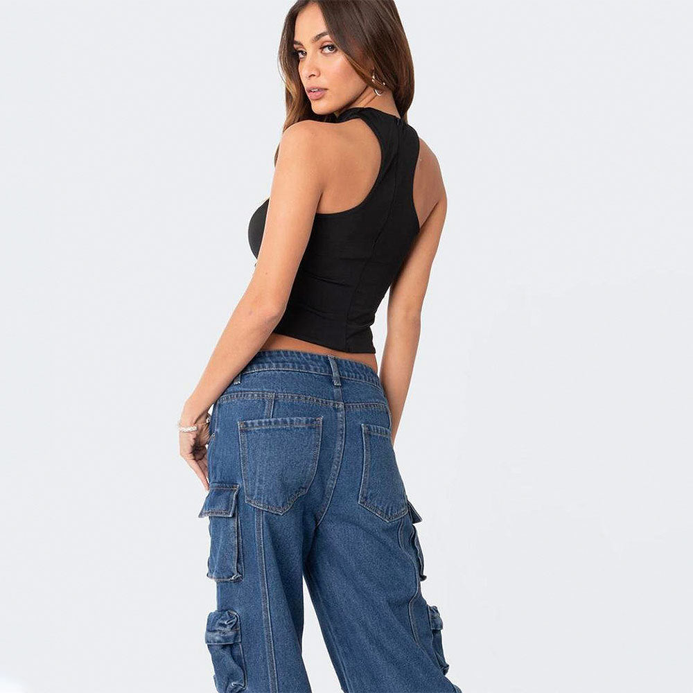 Women's crop top with adjustable drawstring W&W