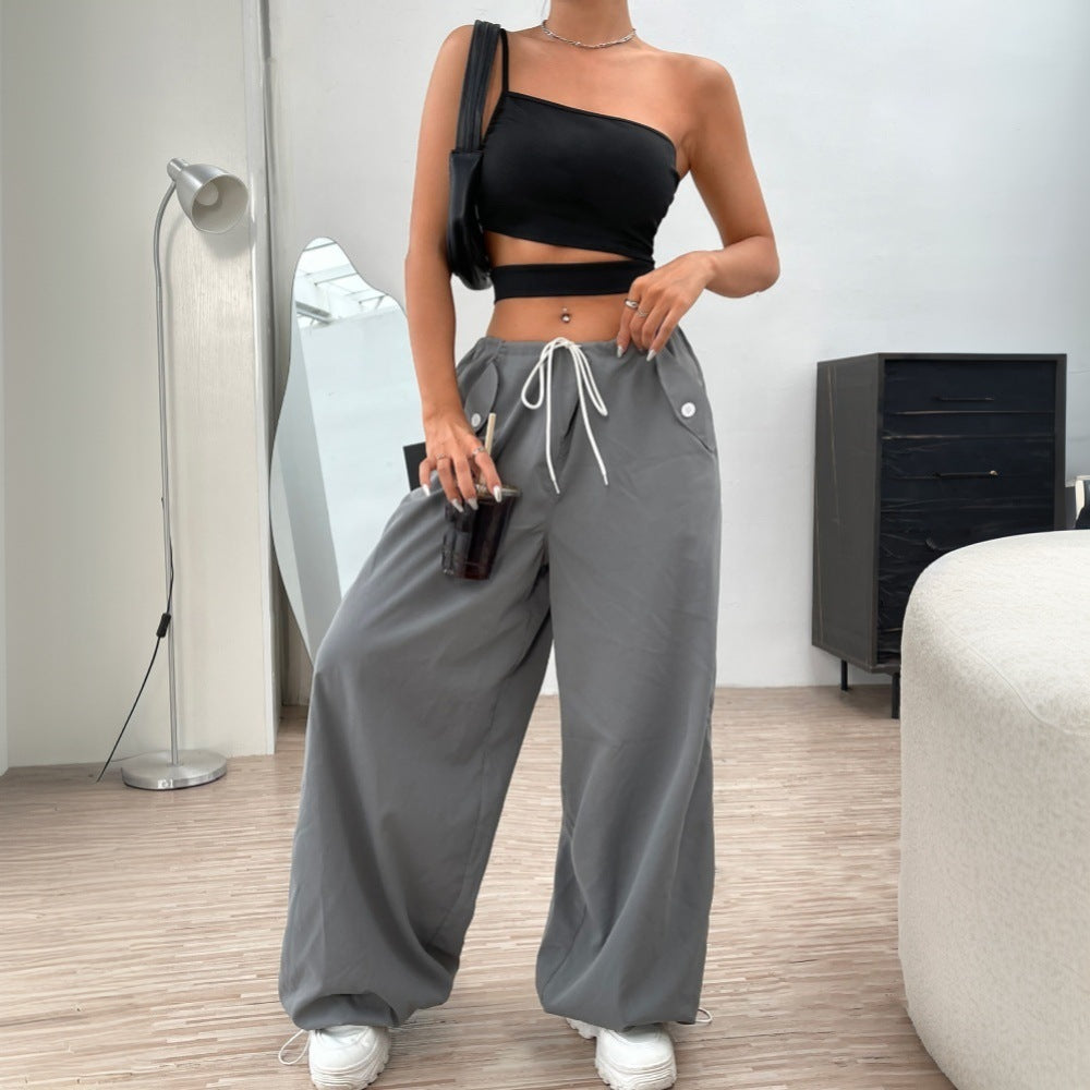 Women's asymmetrical crop top with elegant wrap design W&W