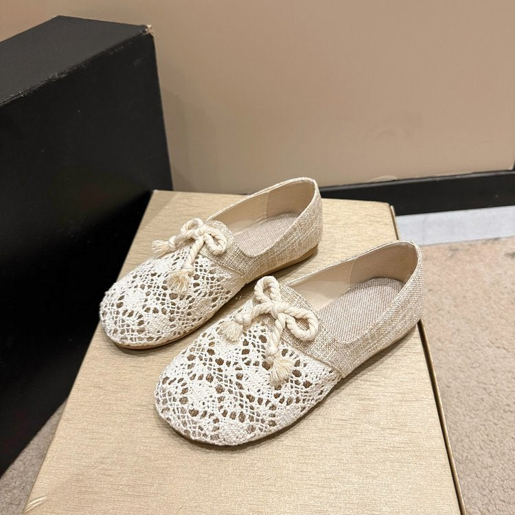 Women's ballerinas with sophisticated crochet lace and high-quality upper material W&W