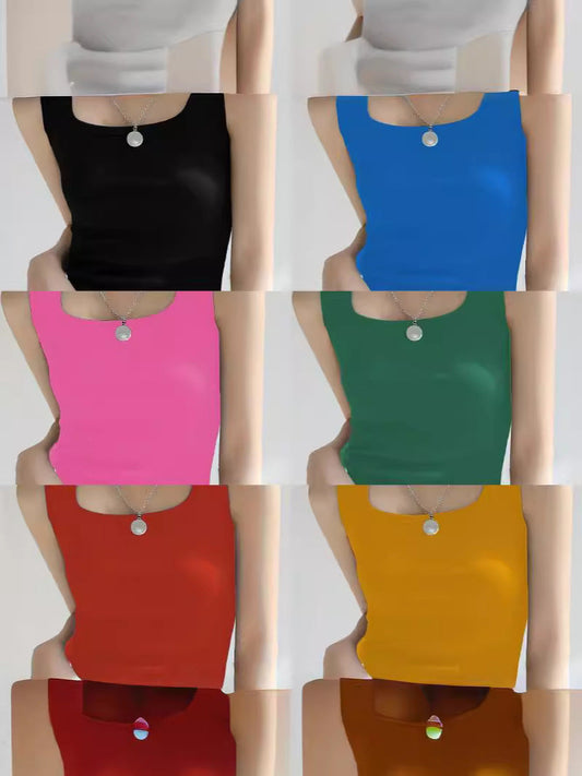 Women's sleeveless crop top made of elastic material with a figure-shaping cut WW