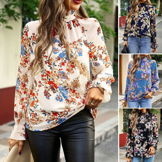 Women's floral blouse with ruffle details WW