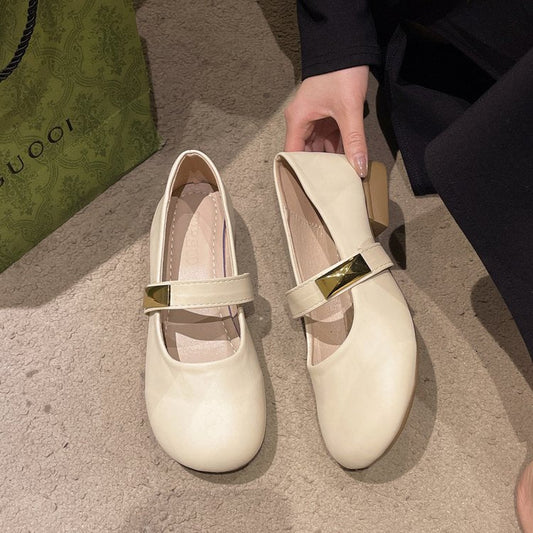 Women's ballerinas with decorative strap and gold appliquŽ W&W