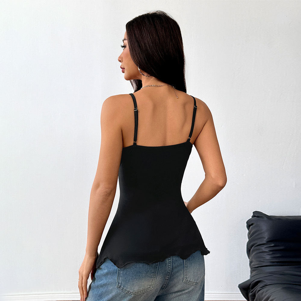 Women's asymmetric top with V-neck and innovative knot detail W&W