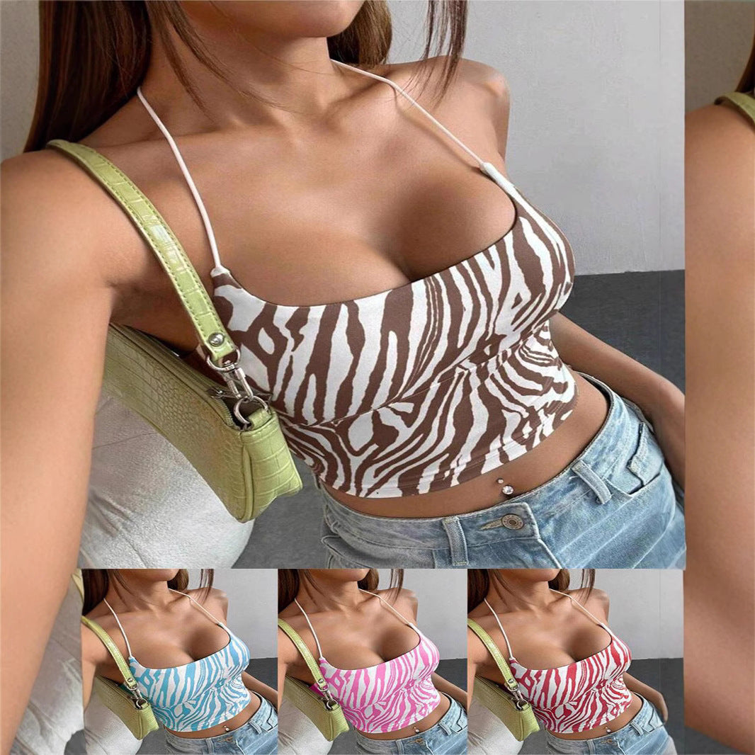 Women's sleeveless top with creative zebra design WW