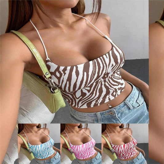 Women's sleeveless top with creative zebra design WW