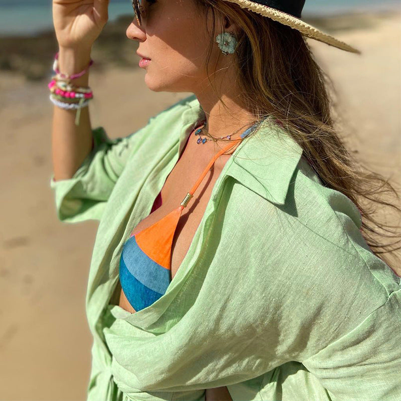 Women's beach cover-up with casual wrap design