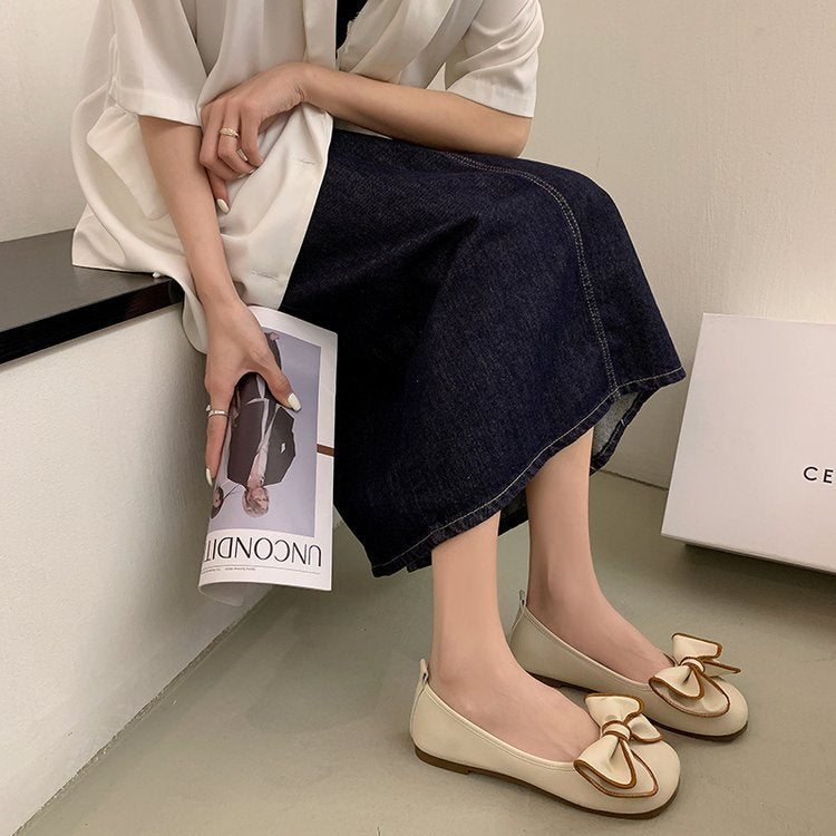 Women's ballerinas with decorative bow appliquŽ and non-slip sole W&W 1743935665