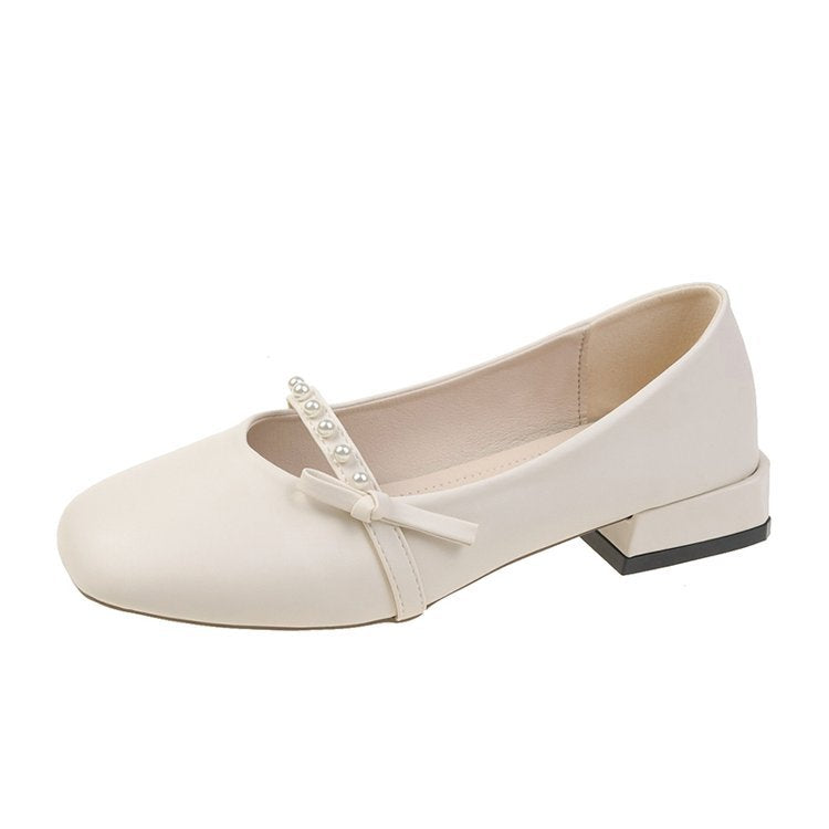 Women's ballerinas with decorative bow and pearl detail W&W