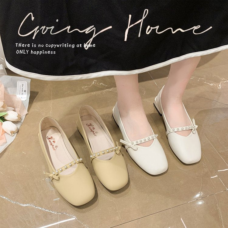 Women's ballerinas with decorative bow and pearl detail W&W