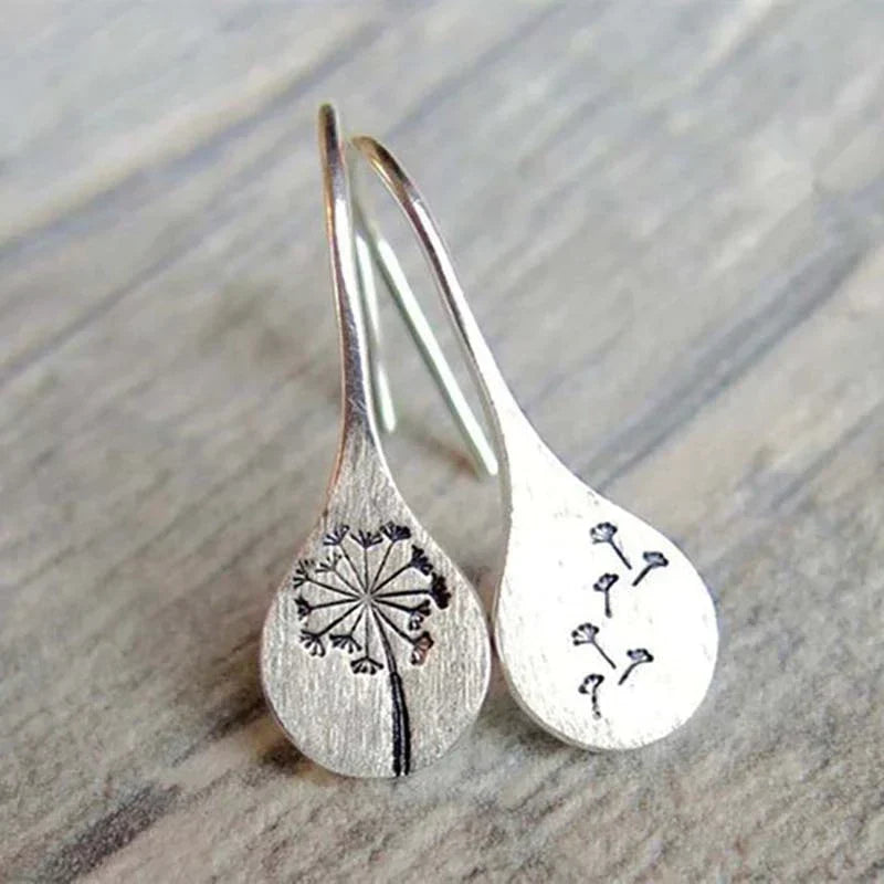 925 Silver Dandelion Leaf Earrings