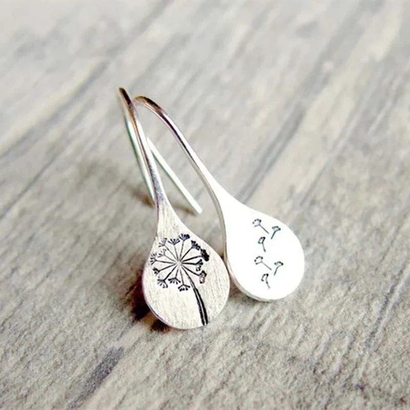 925 Silver Dandelion Leaf Earrings