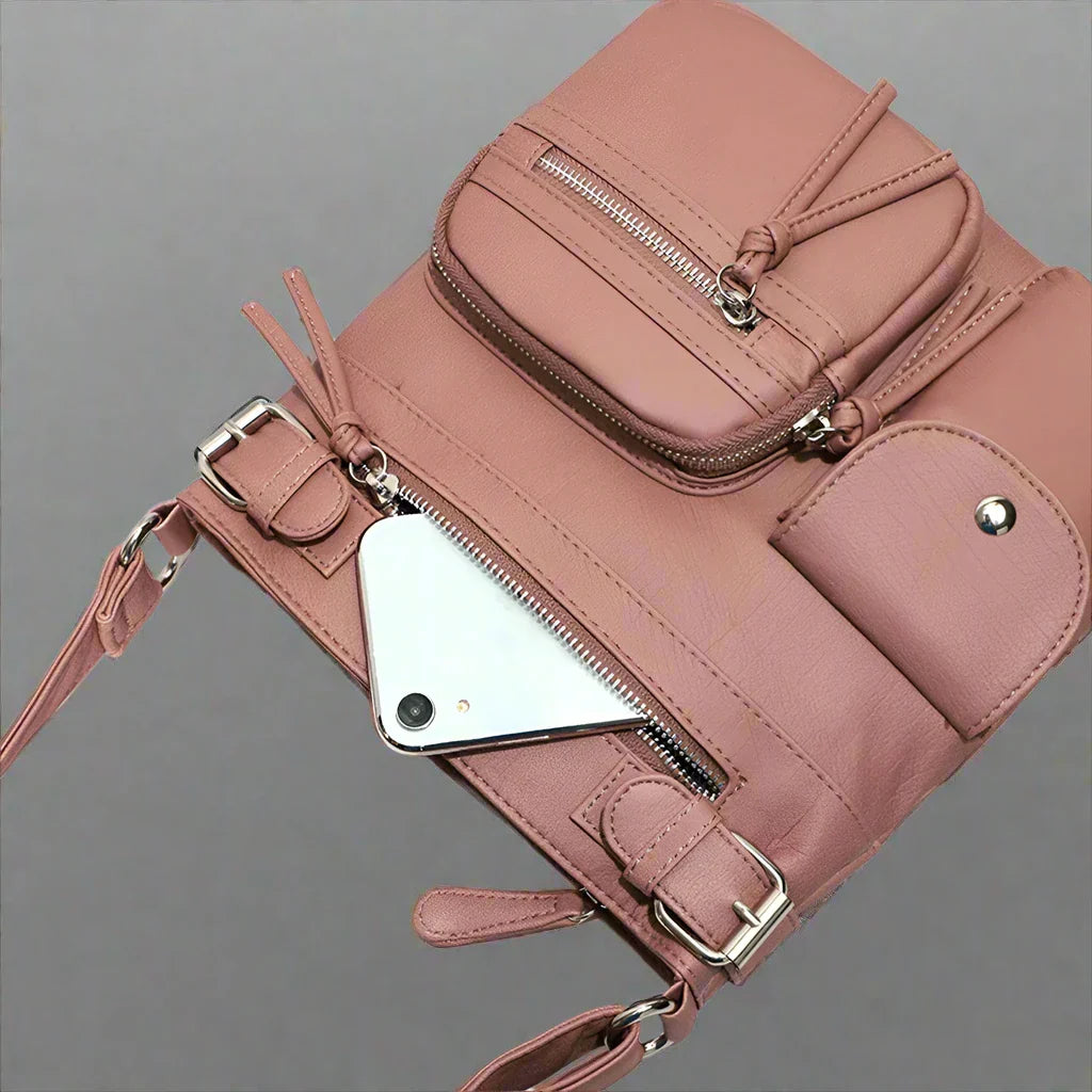 Zara | Soft leather shoulder bag with multiple compartments