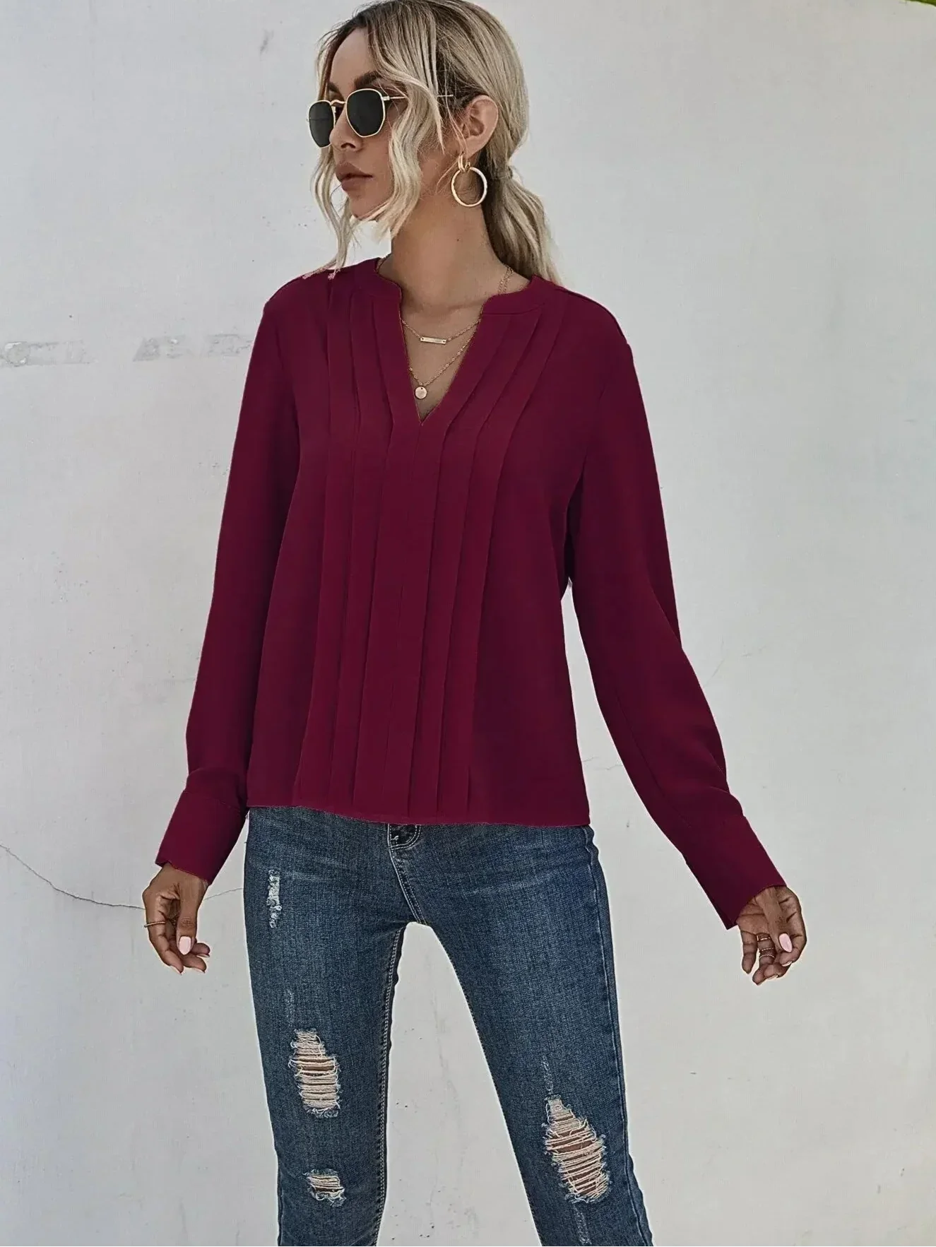 Seona | Elegant Pleated Blouse