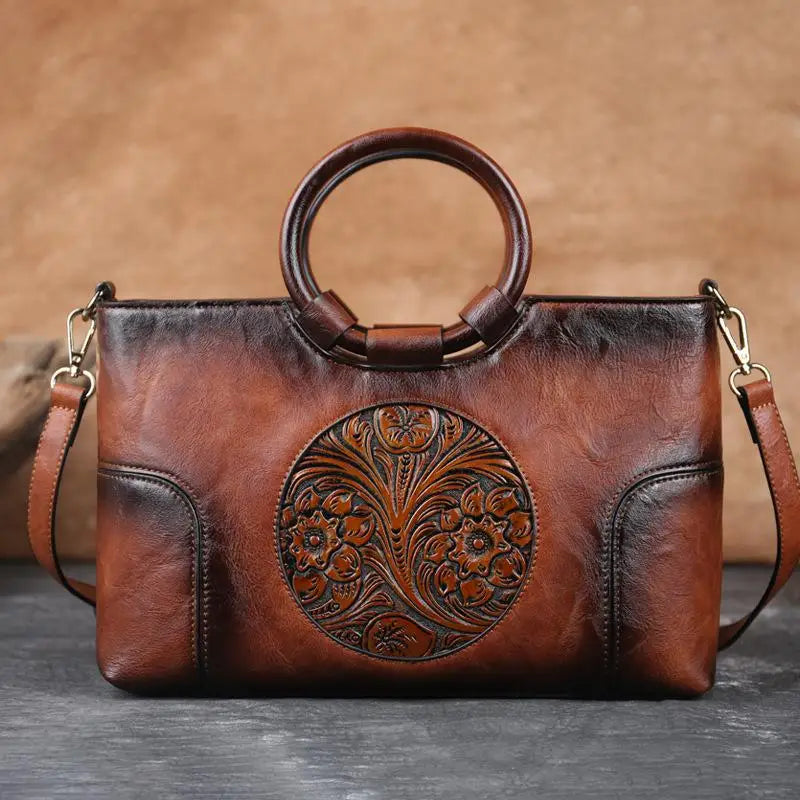 Mille - Leather handbag with vintage embossment