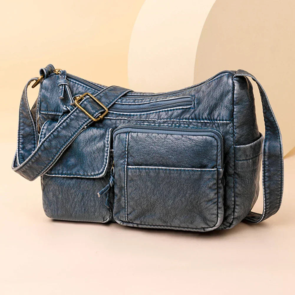 Lykke | Vintage leather shoulder bag with multiple compartments