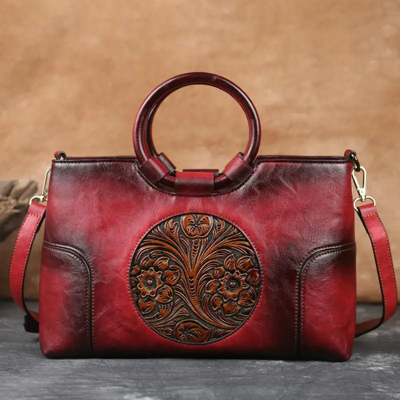 Mille - Leather handbag with vintage embossment