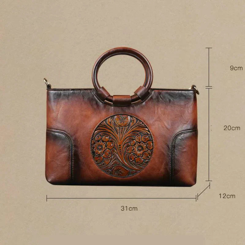 Mille - Leather handbag with vintage embossment